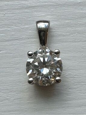 14K White Gold Lab Grown Diamond Pendant LGD Revelation Solitaire Round Cut